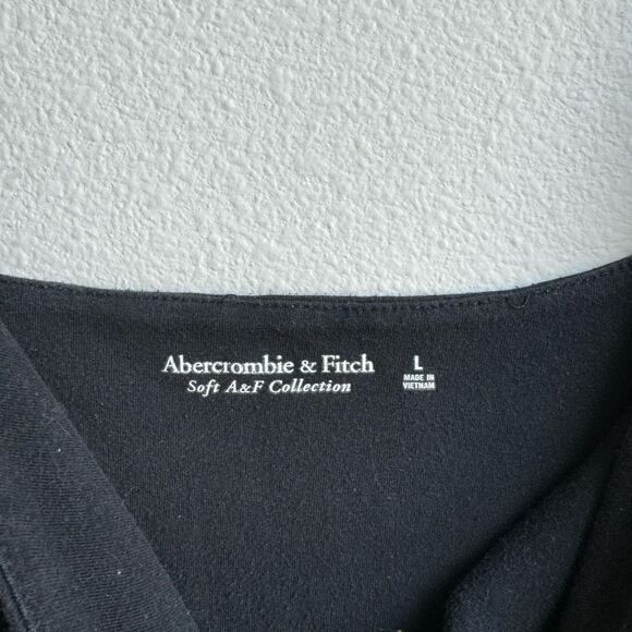 $5/$25 Abercrombie & Fitch soft AF Black Strappy Square Neck Bodysuit SZ Large - Picture 3 of 6